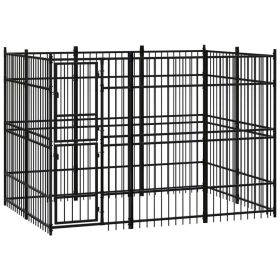 vidaXL Outdoor Dog Kennel Steel 59.5 ftÂ¬â‰¤