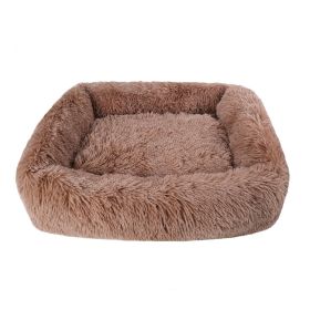 Soft Plush Orthopedic Pet Bed Slepping Mat Cushion for Small Large Dog Cat (Color: brown, size: L ( 31 x 28 x 7 in ))