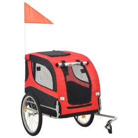 vidaXL Dog Bike Trailer Red and Black (Color: Black)