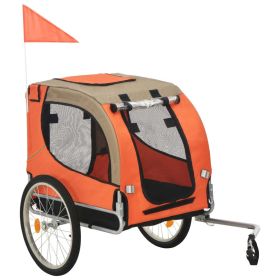 vidaXL Dog Bike Trailer Orange and Gray (Color: brown)