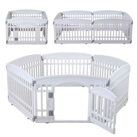 Pet Playpen Foldable Gate for Dogs Heavy Plastic Puppy Exercise Pen with Door Portable Indoor Outdoor Small Pets Fence Puppies Folding Cage 4 Panels M (white: White 6*Panel)