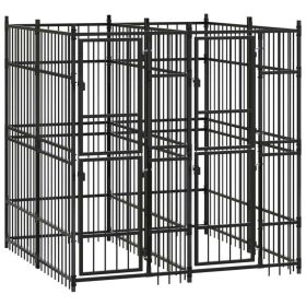 vidaXL Outdoor Dog Kennel Steel 39.7 ftÂ¬â‰¤ (Color: Black)