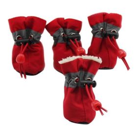 Dog Boots 4 PCS Set (Color: Red, size: small)